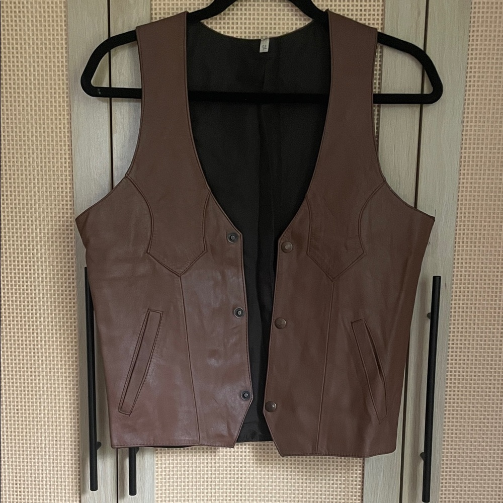 Vintage faux leather western vest